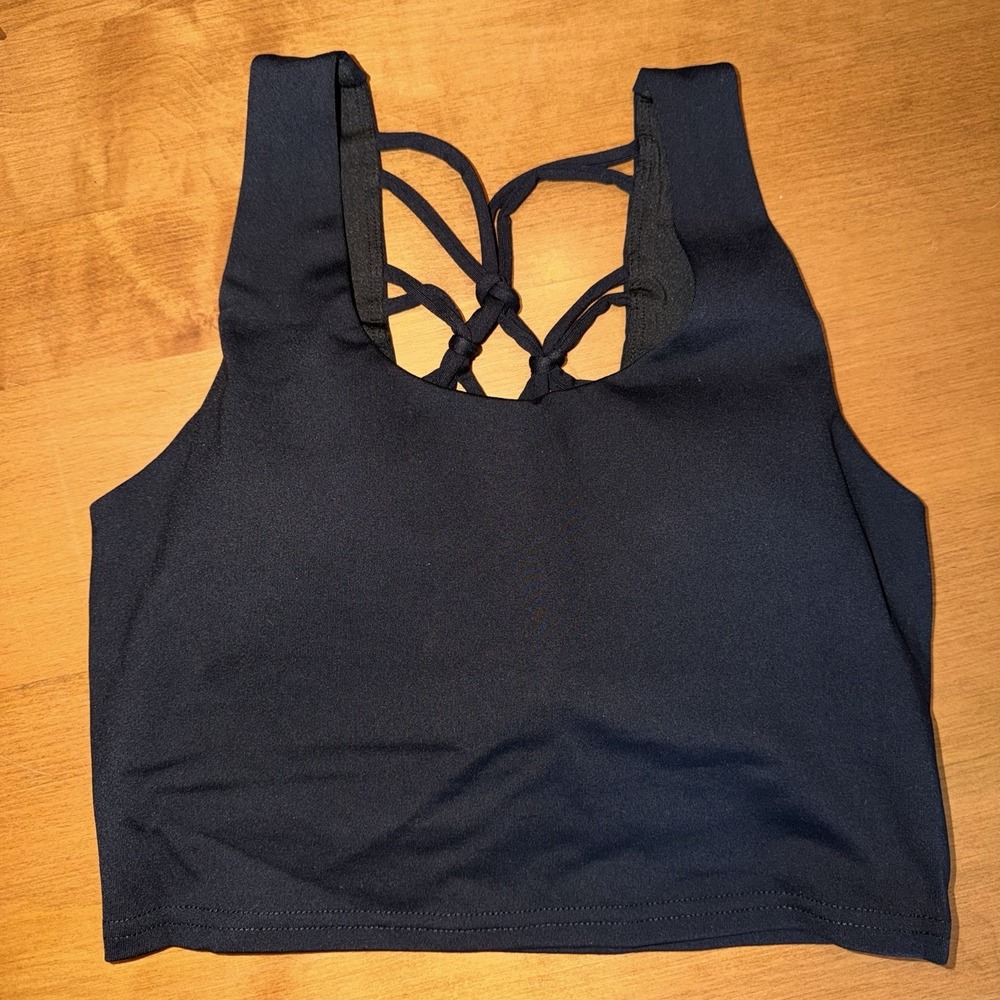 NEW Hayden Los Angeles Women's Medium Black Sports Bra Strappy Back